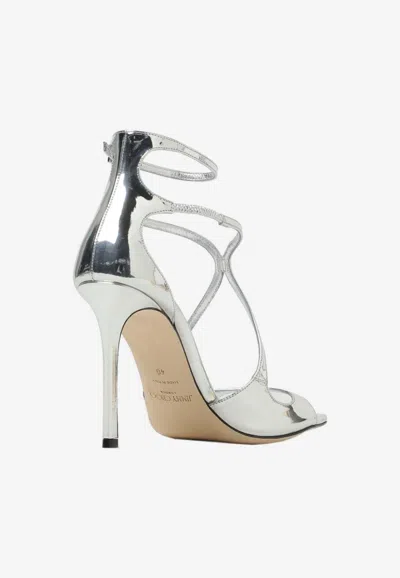 Jimmy Choo Lvr Exclusive 95mm Azia Leather Sandals In Silver