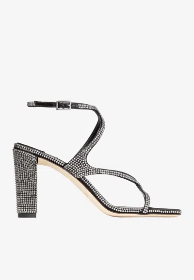 Jimmy Choo Azie 85mm Crystal Sandals In Black