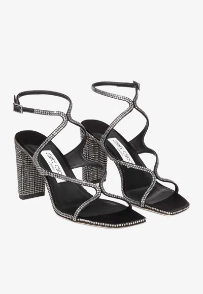 Jimmy Choo Azie 85mm Crystal Sandals In Black