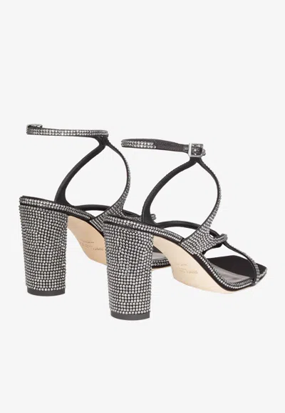 Jimmy Choo Azie 85mm Crystal Sandals In Black