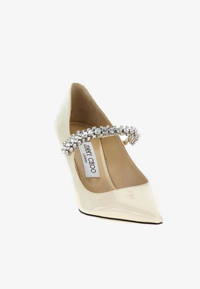 Jimmy Choo Bing 65 Pointed-toe Embellished Pumps In Beige