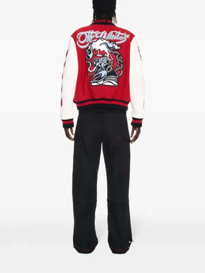 Off-white Patchwork Bomber Jacket In Red