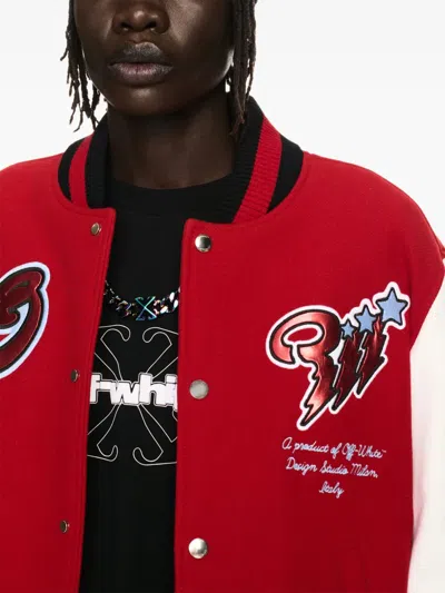 Off-white Patchwork Bomber Jacket In Red