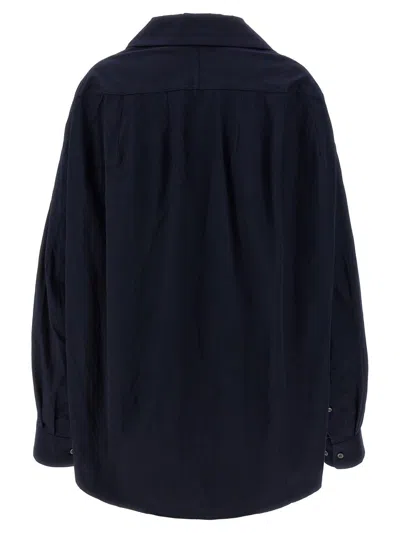 Dries Van Noten Collared Neck Long Sleeves Plain Pattern Blouse In Blue
