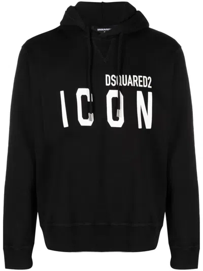 Shop Dsquared2 Icon Cotton Hoodie In Black