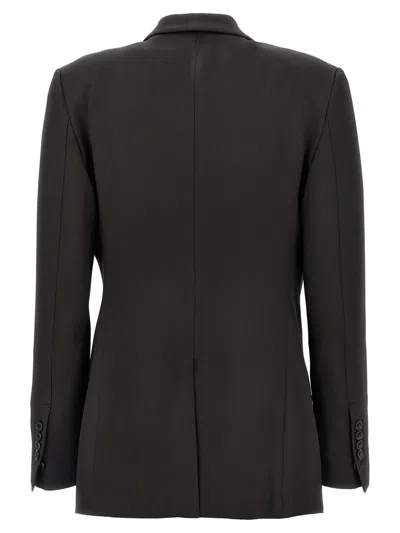 Tom Ford Silk And Wool Twill Double Breasted Jacket In Brown