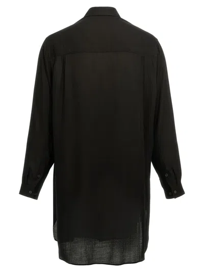 Yohji Yamamoto Transparent Shirt With Chest Pocket And Longline Design In Black