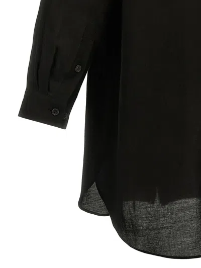 Yohji Yamamoto Transparent Shirt With Chest Pocket And Longline Design In Black