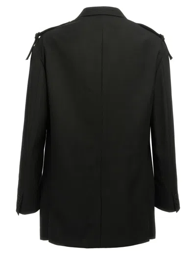Yohji Yamamoto Single-breasted Blazer With Strap Detail In Black