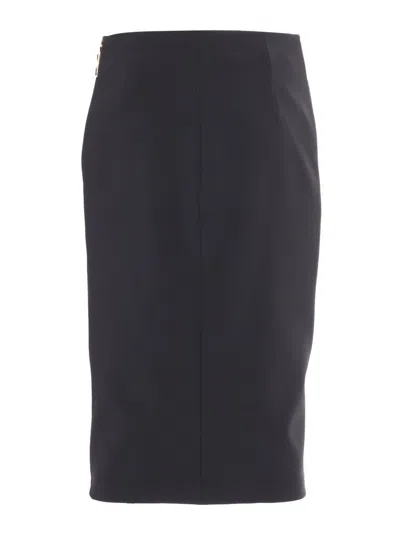 Elisabetta Franchi High Waist Back Slit Knee-length Skirts In Black