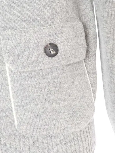 Kangra Cashmere Knitted Jacket With Buttons And Pockets In White