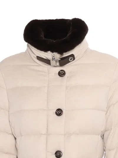 Moorer Vetiver Padded Coat In Beige