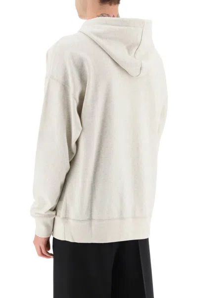 Shop Isabel Marant 'miley' Hoodie With Flocked Logo In Grey