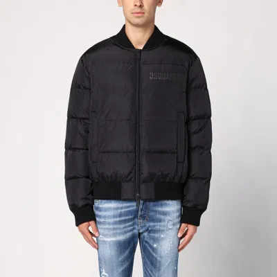 Shop Dsquared2 Nylon Puffer Bomber Jacket In Black