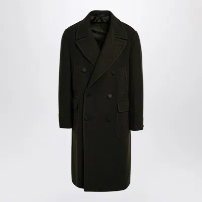 Shop Tagliatore Dark Blend Double-breasted Coat In Green