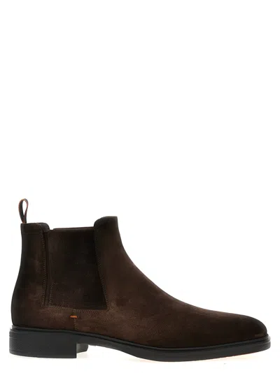 Shop Santoni Suede Ankle Boots Boots, Ankle Boots In Brown