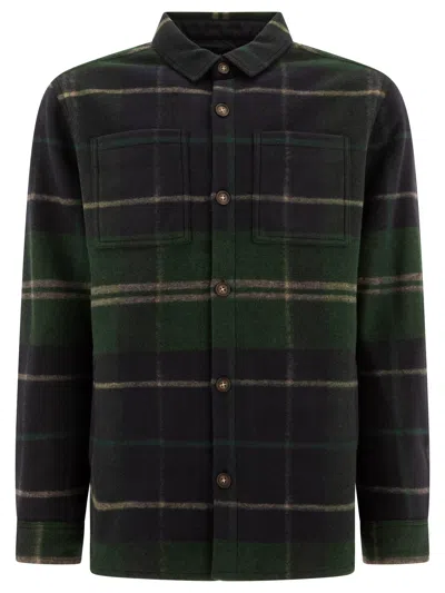 Barbour Textured Tartan Check  Shirt With Classic Collar And Pockets In Green