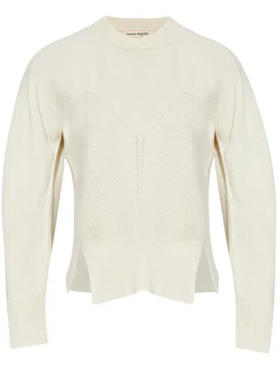 Alexander Mcqueen Chevron Corset Pullover Clothing In White