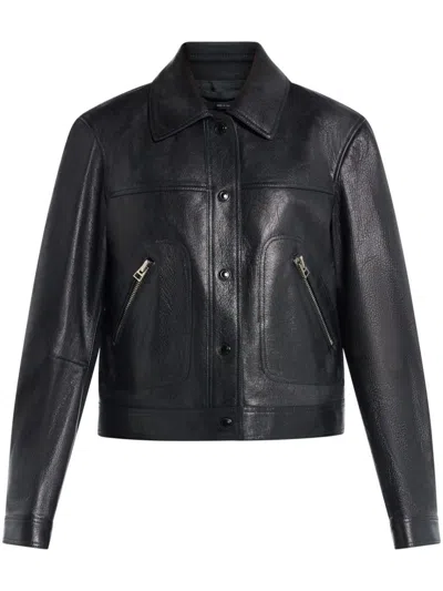 Shop Tom Ford Leather Jacket In Black