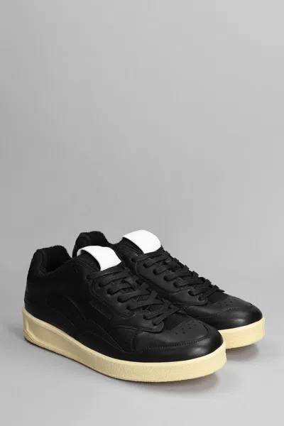 Jil Sander Panelled Low-top Leather Sneakers In Black