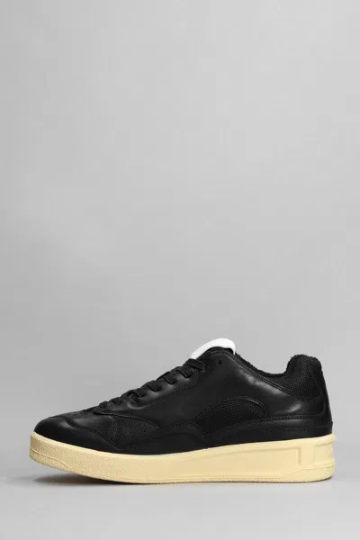 Jil Sander Panelled Low-top Leather Sneakers In Black