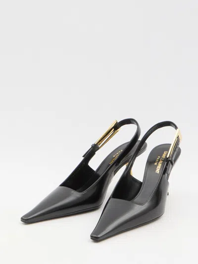 Shop Saint Laurent Lee Slingback Pumps In Black