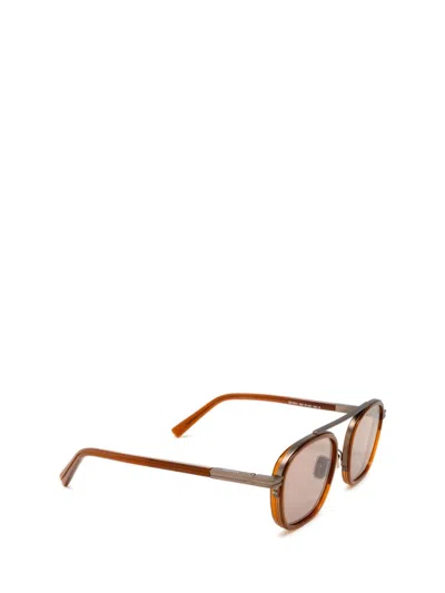 Shop Zegna Sunglasses In Shiny Dark Brown