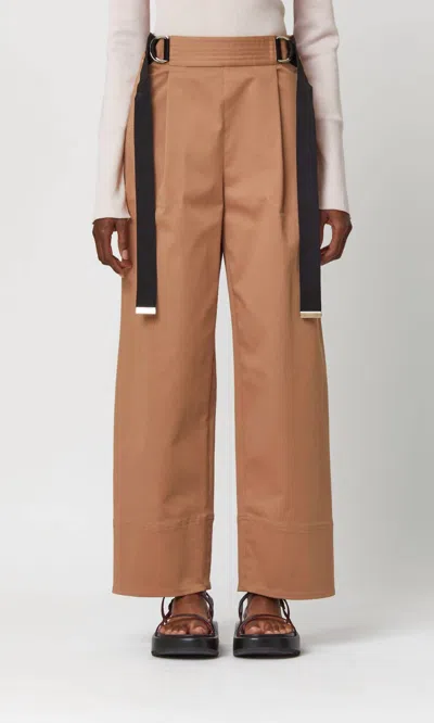 Plan C Wide Leg Trouser In Caramel In Brown