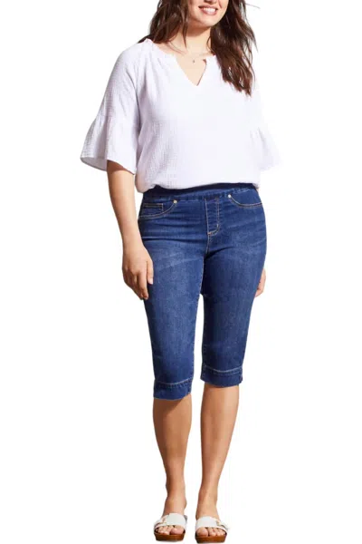 Tribal Audrey Denim Capri Pants In Blue In Blue