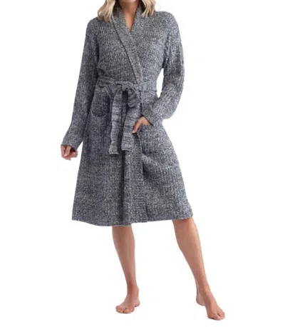 Softies Marshmallow Rib Robe In Heather Black In Black