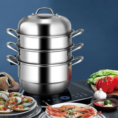 Hivvago 3 Tier Stainless Steel Cookware Pot Saucepot Steamer