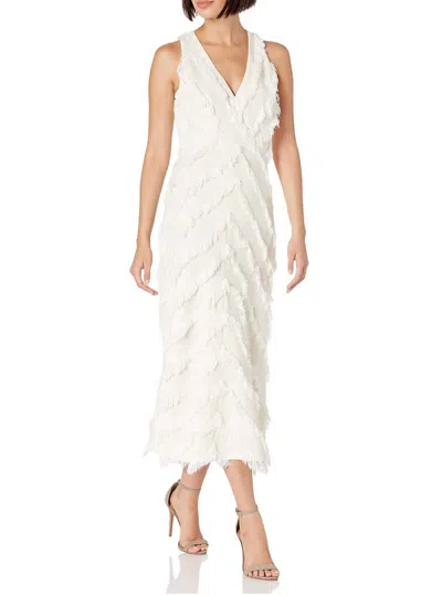 Rebecca Taylor Sleeveless Bias Fringe Dress In Ecru In White