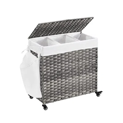 Breebe 140l Handwoven Laundry Basket With Wheels