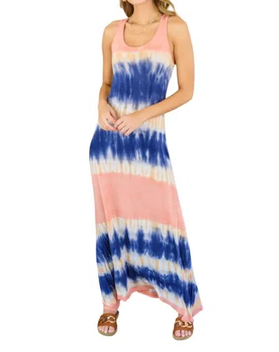 143 Story West Coast Maxi Tank Dress In Pink Tie Dye In Multi