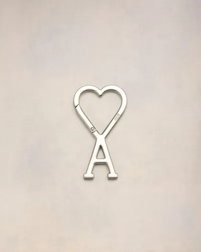 Ami Alexandre Mattiussi Ami De Coeur Hook Keyring Silver In Vibrated Silver