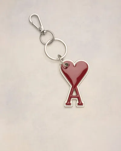 Ami Alexandre Mattiussi Ami De Coeur-shaped Keyring In Vermilion