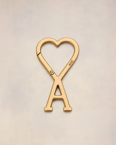 Ami Alexandre Mattiussi Ami De Coeur Hook Keyring Gold In Vibrated Brass