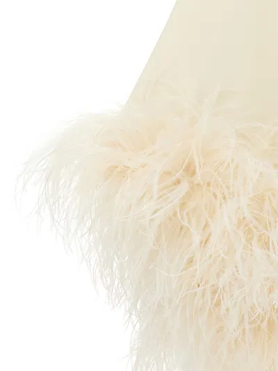 Shop Taller Marmo Piccolo Ubud One-shoulder Feather-trimmed Crepe Mini Dress In White