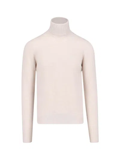 Drumohr Ribbed Turtleneck Sweater Long Sleeves In White