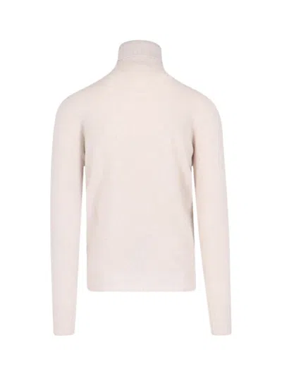 Drumohr Ribbed Turtleneck Sweater Long Sleeves In White