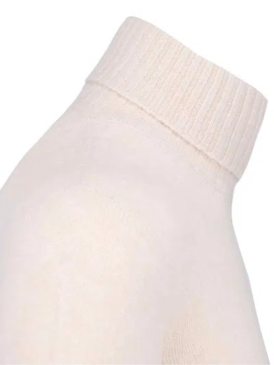 Drumohr Ribbed Turtleneck Sweater Long Sleeves In White