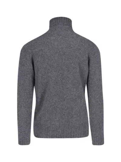 Drumohr Ribbed Turtleneck Sweater Long Sleeves In Grey