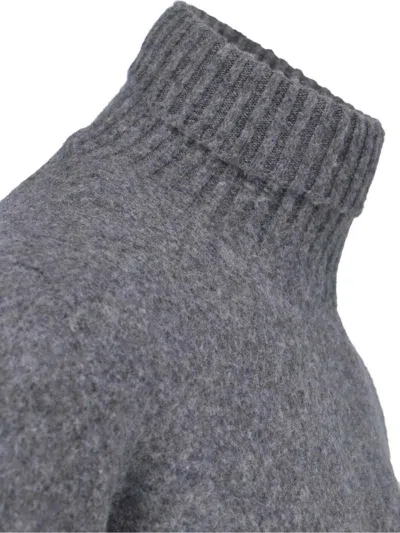 Drumohr Ribbed Turtleneck Sweater Long Sleeves In Grey