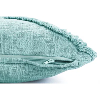 Homezia 14" X 36" Aqua Blue 100% Cotton Geometric Zippered Pillow