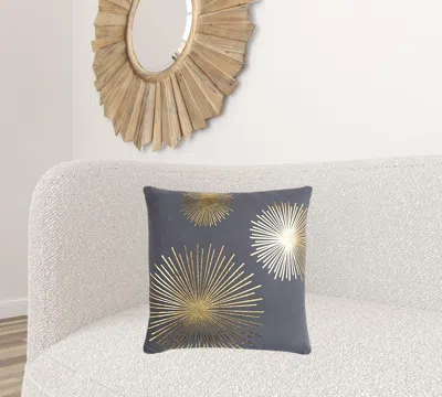 Homezia Gray Gold Metallic Sunburst Throw Pillow