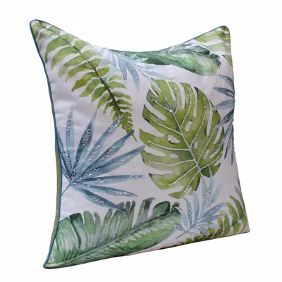 Homezia 20" X 20" Green And Blue Polyester Floral Zippered Pillow