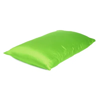 Homezia Bright Green Dreamy Set Of 2 Silky Satin Standard Pillowcases