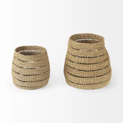 Homezia Set Of Two Woven Wicker Storage Baskets