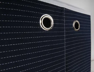 Homezia Foldable Navy Blue Fabric Lined Storage Basket