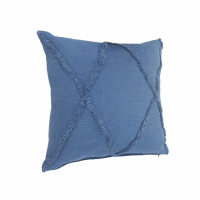 Homezia 20" X 20" Classic Blue 100% Cotton Diamond Zippered Pillow